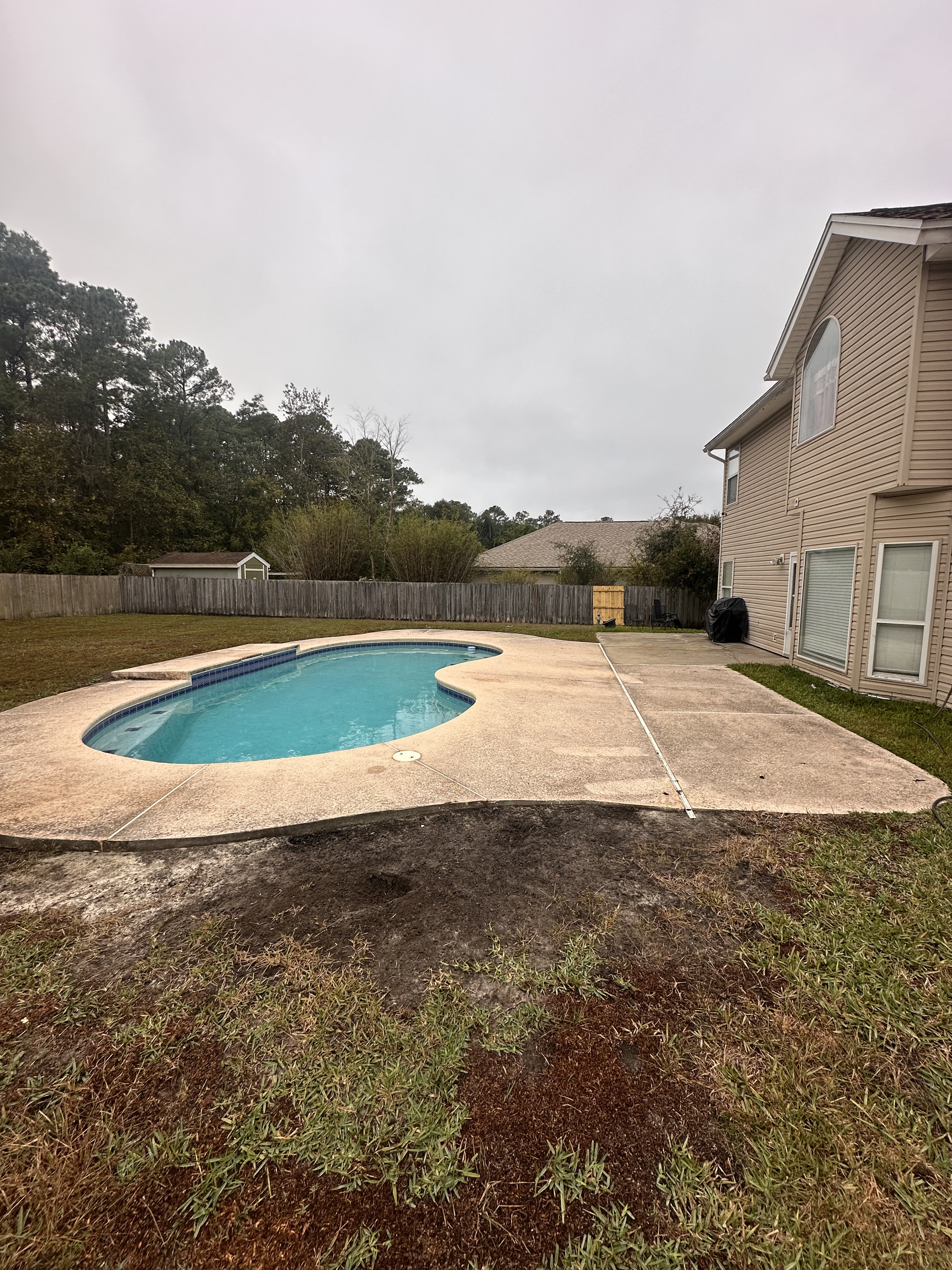 Concrete Pool Area Cleaning - Before